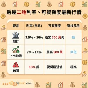 房屋二胎利率、可貸額度最新行情