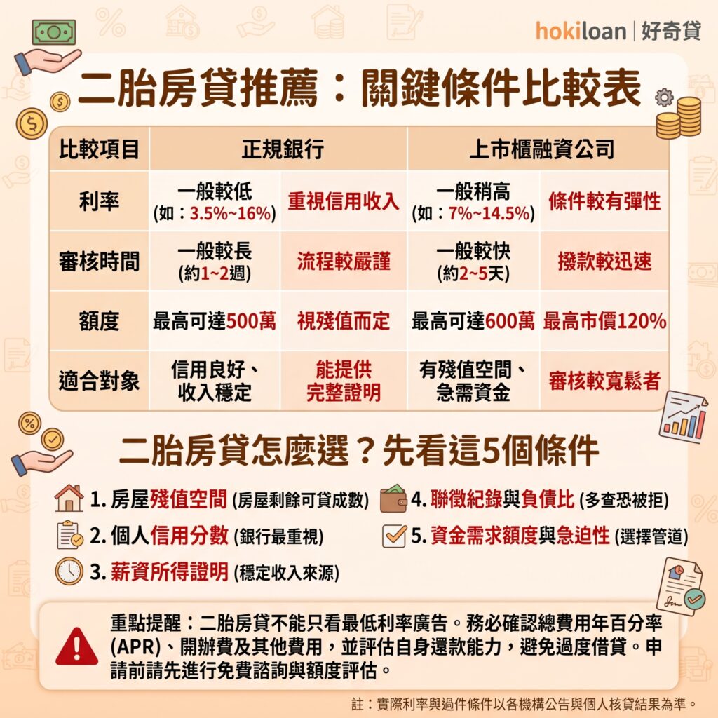 二胎房貸推薦重點評估：5大件條件